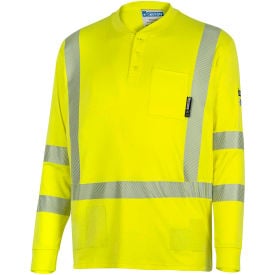 Oberon™ Men's Cotton Flame Resistant Henley Shirt S HI-Vis Yellow ZFI406-S