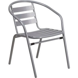 Flash Furniture Restaurant Stacking Chair with Aluminum Slats - Silver Metal -017C-GGTLH