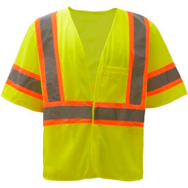 GSS Safety 2007 Standard Class 3 Two Tone Mesh Hook & Loop Safety Vest Lime 3XL 2007-3XL
