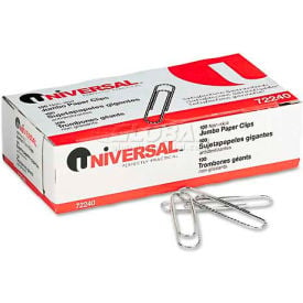 Universal® Non-Skid Paper Clips Wire Jumbo Silver 100/Box 10 Boxes/Pack UNV72240