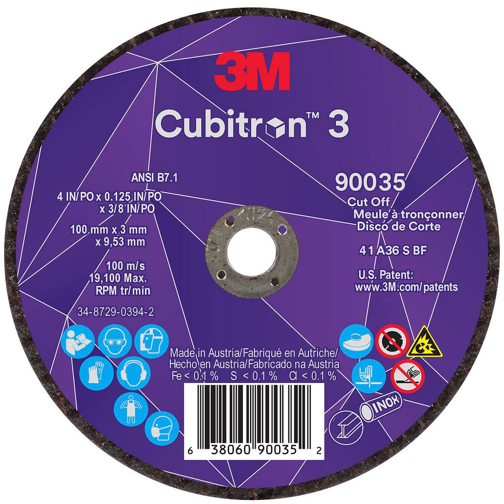 Cutoff Wheels, Wheel Diameter (Inch): 4 , Wheel Thickness (Decimal Inch): 0.1250 , Hole Size (Inch): 3/8 , Abrasive Material: Ceramic , Reinforced: Reinforced  MPN:7100304005