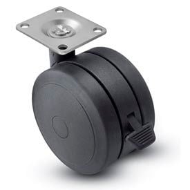 Shepherd® Swivel Top Plate Soft Tread Caster with Brake PSF60101BK-B - 60mm Dia. Black PSF60101BK-B