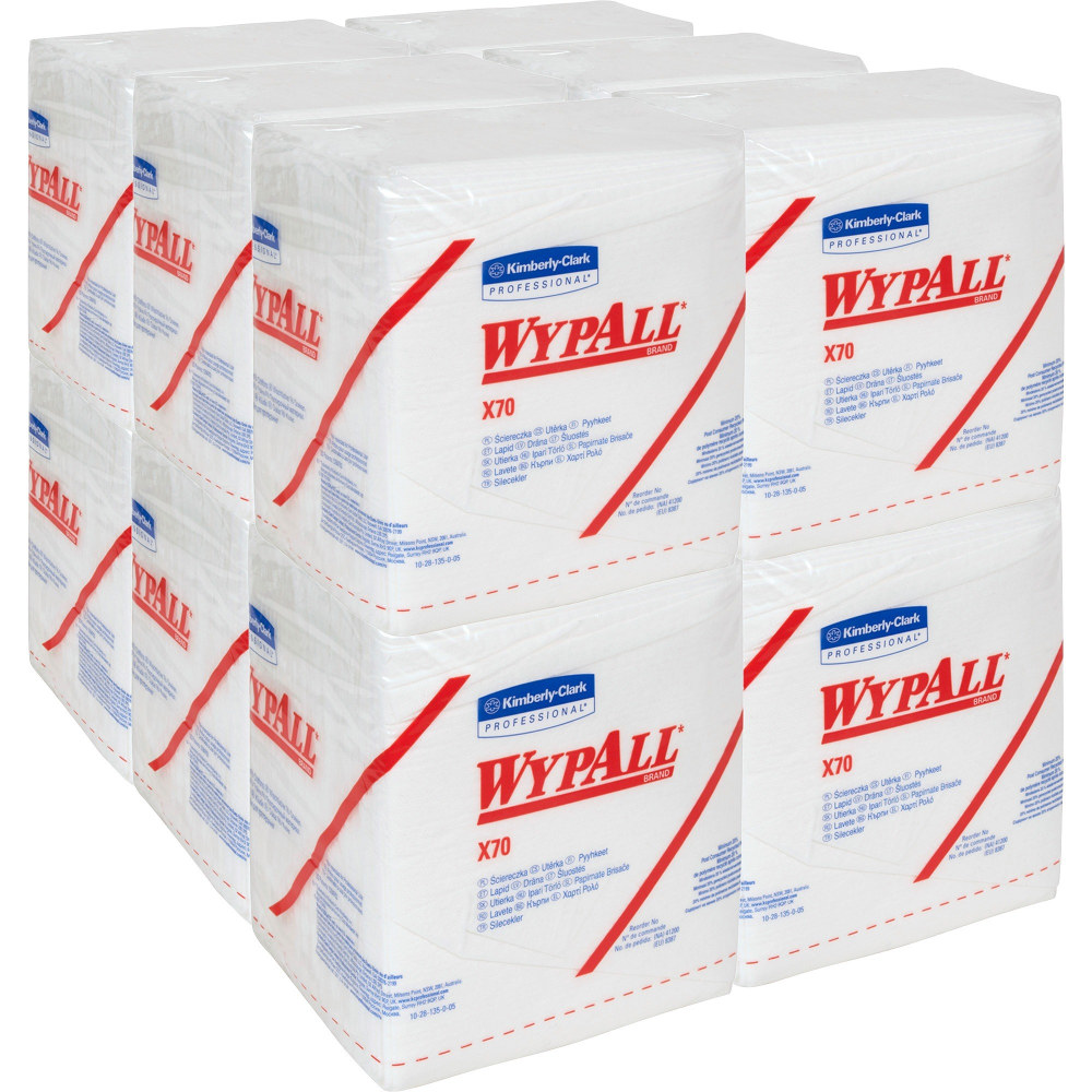 Wypall PowerClean X70 Medium Duty Cloths - Quarter-fold - 12.50in x 12in - White - 76 Per Pack - 12 / Carton MPN:41200-50DUP