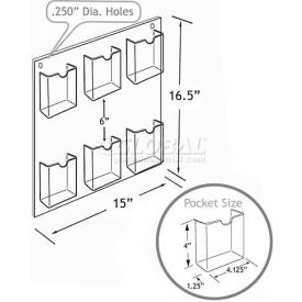 Approved 252066 6-Pocket Wall Mount Brochure Holder 14.5