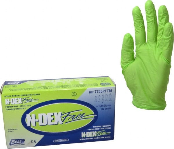 Disposable Gloves: Size Medium, 4.0000 mil, Nitrile-Coated Nitrile, Food Grade, Unpowdered, Biodegradable MPN:7705PFTM