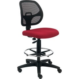 Interion® Armless Mesh Drafting Stool - Fabric - Red 645RD695