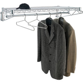 Chrome Coat Rack with Bars - Wall Mount - 36