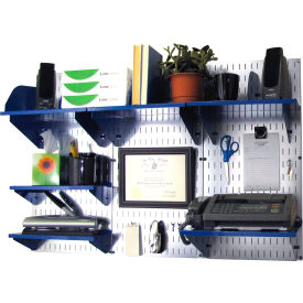 Wall Control Office Wall Mount Desk Storage and Organization Kit Galvanized Blue 48