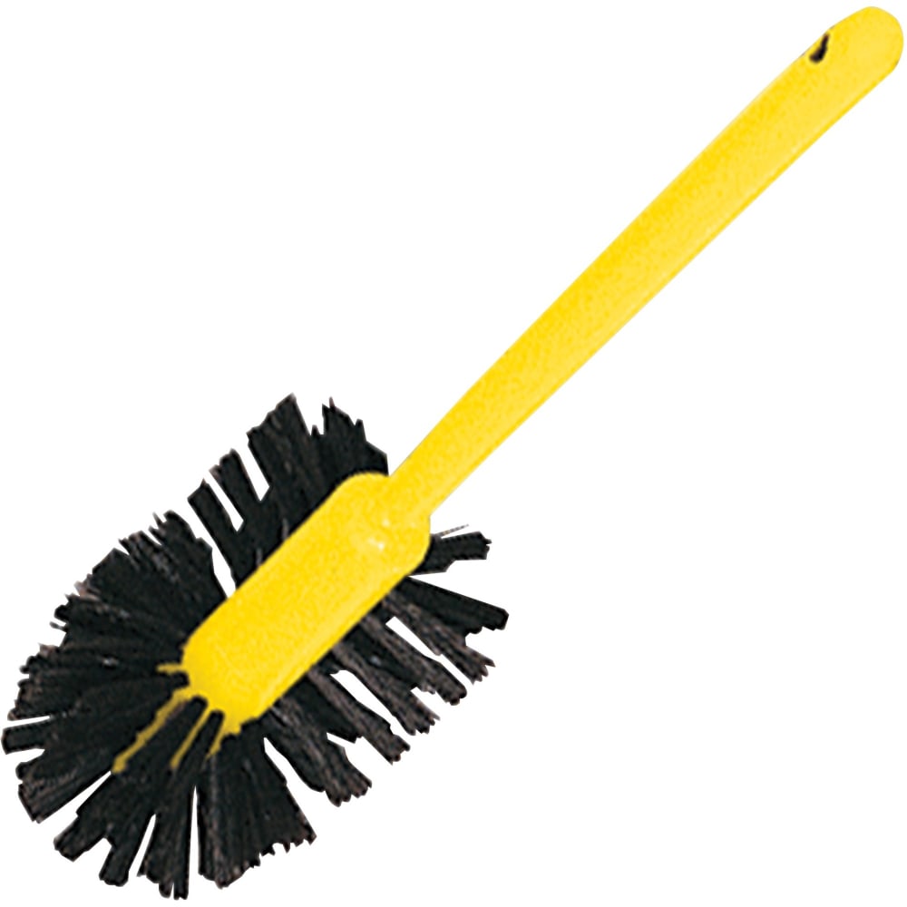 Rubbermaid Commercial 17in Handle Toilet Bowl Brush - 1.50in Synthetic Polypropylene Bristle - 17in Handle Length - 18.5in Overall Length - Plastic Handle - 12 / Carton - Brown, Yellow MPN:632000BRNCT