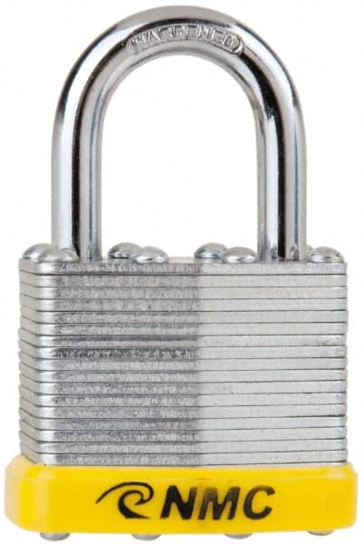 Lockout Padlock: Keyed Different, Laminated Steel, Steel Shackle, Yellow MPN:APSY