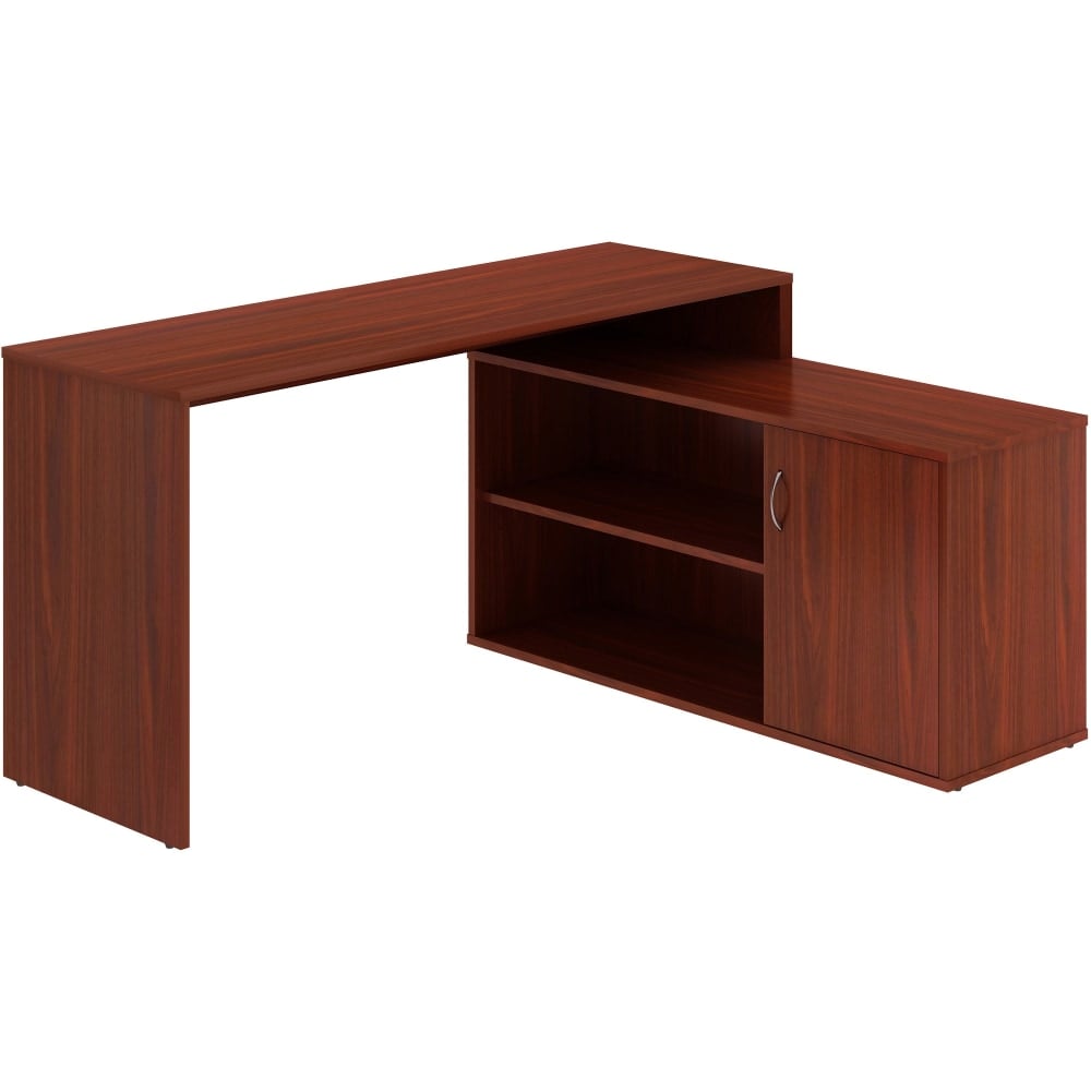 LYS L-Shape Workstation with Cabinet - For - Table TopLaminated L-shaped Top - 200 lb Capacity - 29.50in Height x 60in Width x 47.25in Depth - Assembly Required - Mahogany - Particleboard - 1 Each MPN:DK103RRMH