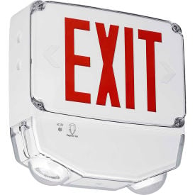 Hubbell CWC1RW LED Combo Exit/Emergency Light Wet Location Red Letters White Single Face CWC1RW