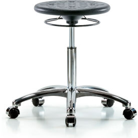 Blue Ridge Ergonomics™ Cleanroom Stool with Casters - Medium Bench Height - Black CLR-IPMBSO-CR-NF-CC-BLK