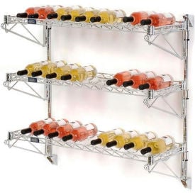 Wine Bottle Rack - Single Wide 3 Shelf Wall Mount 36 Bottle 48