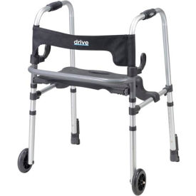 Drive Medical 10233 Clever-Lite LS Rollator Walker with Seat and Push Down Brakes 10233