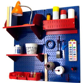 Wall Control Pegboard Hobby Craft Organizer Storage Kit Blue/Red 32