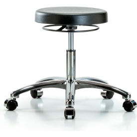 Blue Ridge Ergonomics™ Cleanroom Stool with Casters - Desk Height - Black CLR-PDHSO-CR-CC-BLK