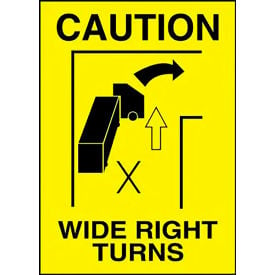 AccuformNMC™ Caution Wide Right Turns Sign Graphic Adh. Reflective Sheet 14