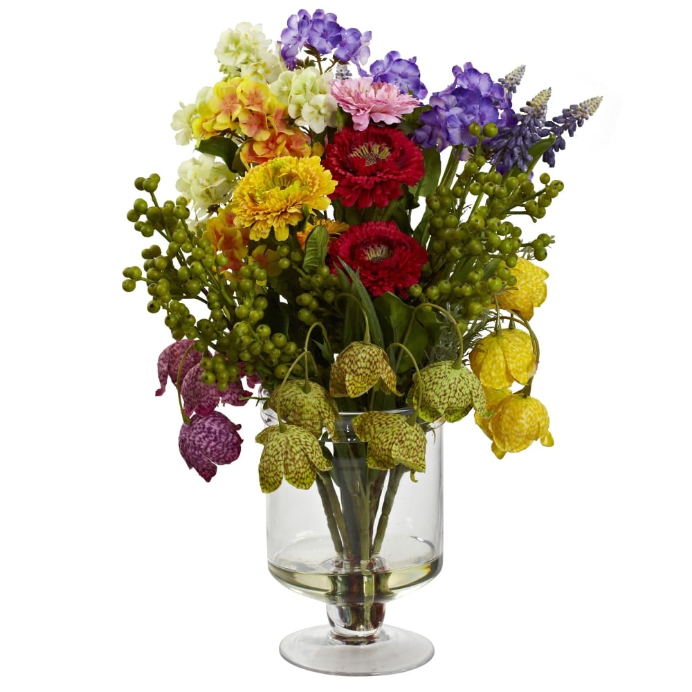 Nearly Natural Spring Floral 16inH Plastic Arrangement With Vase, 16inH x 12inW x 12inD, Multicolor MPN:4987