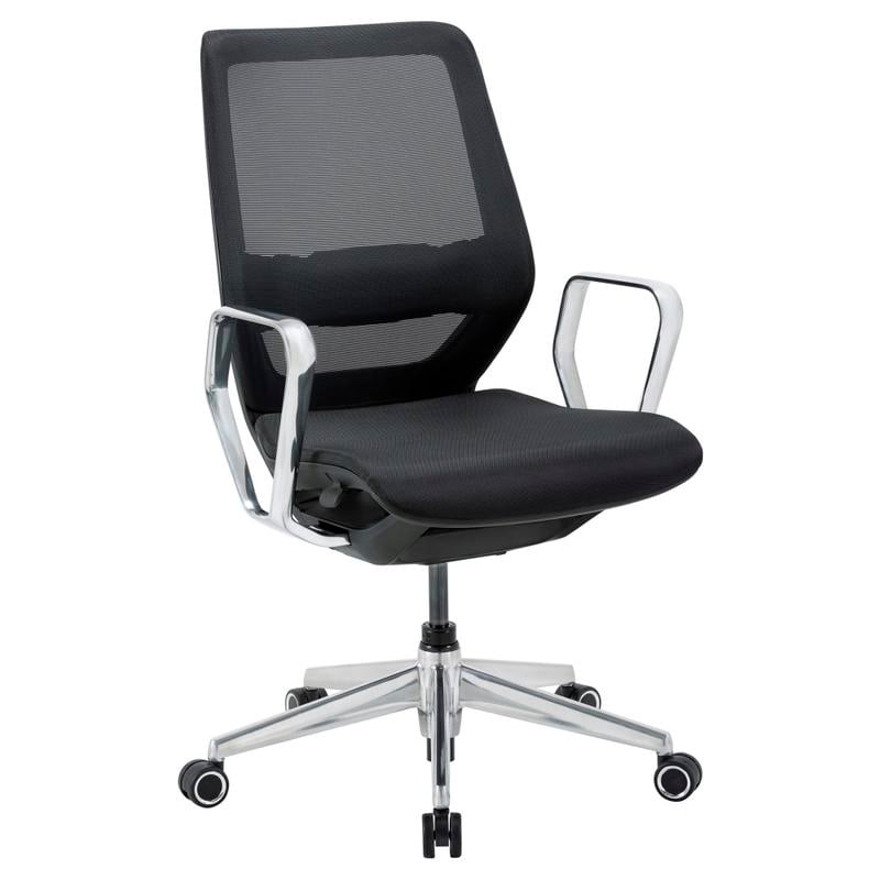 WorkPro Sentrix Ergonomic Mesh/Mesh Mid-Back Manager Office Chair, Fixed Arms, Black, BIFMA Compliant MPN:MC-1111