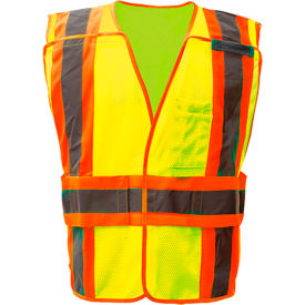 GSS Safety 1803 Class 2 Waist Adjustable Breakaway Vest with 2 Pockets Lime M/XL 1803-M/XL