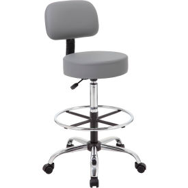 Boss Caressoft Medical-Drafting Stool with Backrest - Vinyl - Gray B16245-GY