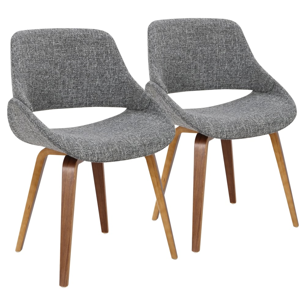 LumiSource Fabrico Chairs, Gray Noise Seat/Walnut Frame, Set Of 2 Chairs MPN:CH-FBCONL WLGY2