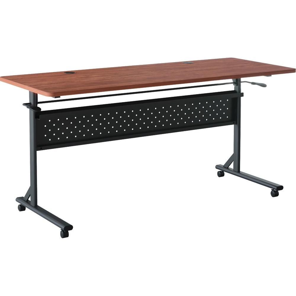 Lorell Shift 2.0 Flip & Nesting Mobile Table, 29-1/2inH x 60inW x 24inD, Cherry/Black MPN:60762