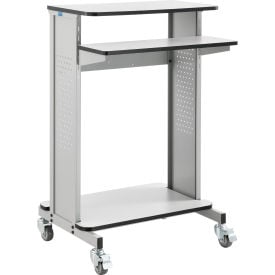 GoVets™ Mobile Computer Workstation & Standing Desk With Keyboard & Mouse Tray Gray 216GG277