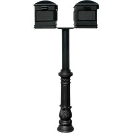 The Hanford Twin Post (No Support Brace) With Ornate Base & Lewiston Mailbox HPNS2-700-LM