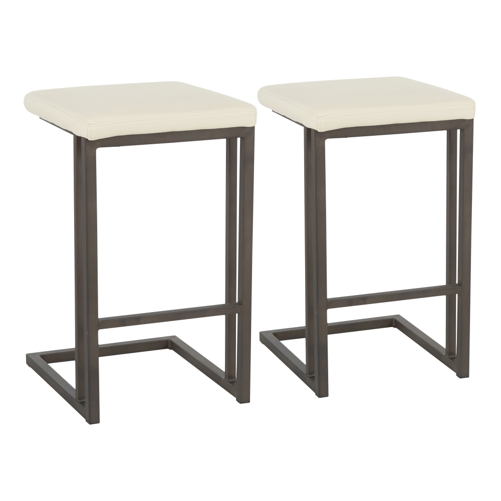 LumiSource Roman Counter Stools, Antique/Cream, Set Of 2 Stools MPN:CS-RMN ANCR2