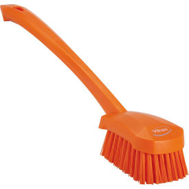 Vikan 41867 Long Handle Scrubbing Brush- Stiff Orange 41867