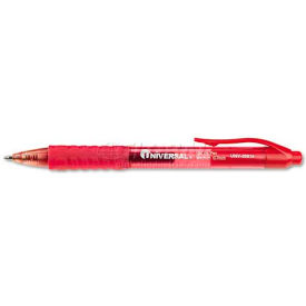 Universal One Clear Barrel Roller Ball Retractable Gel Pen Red Ink Medium Dozen UNV39914