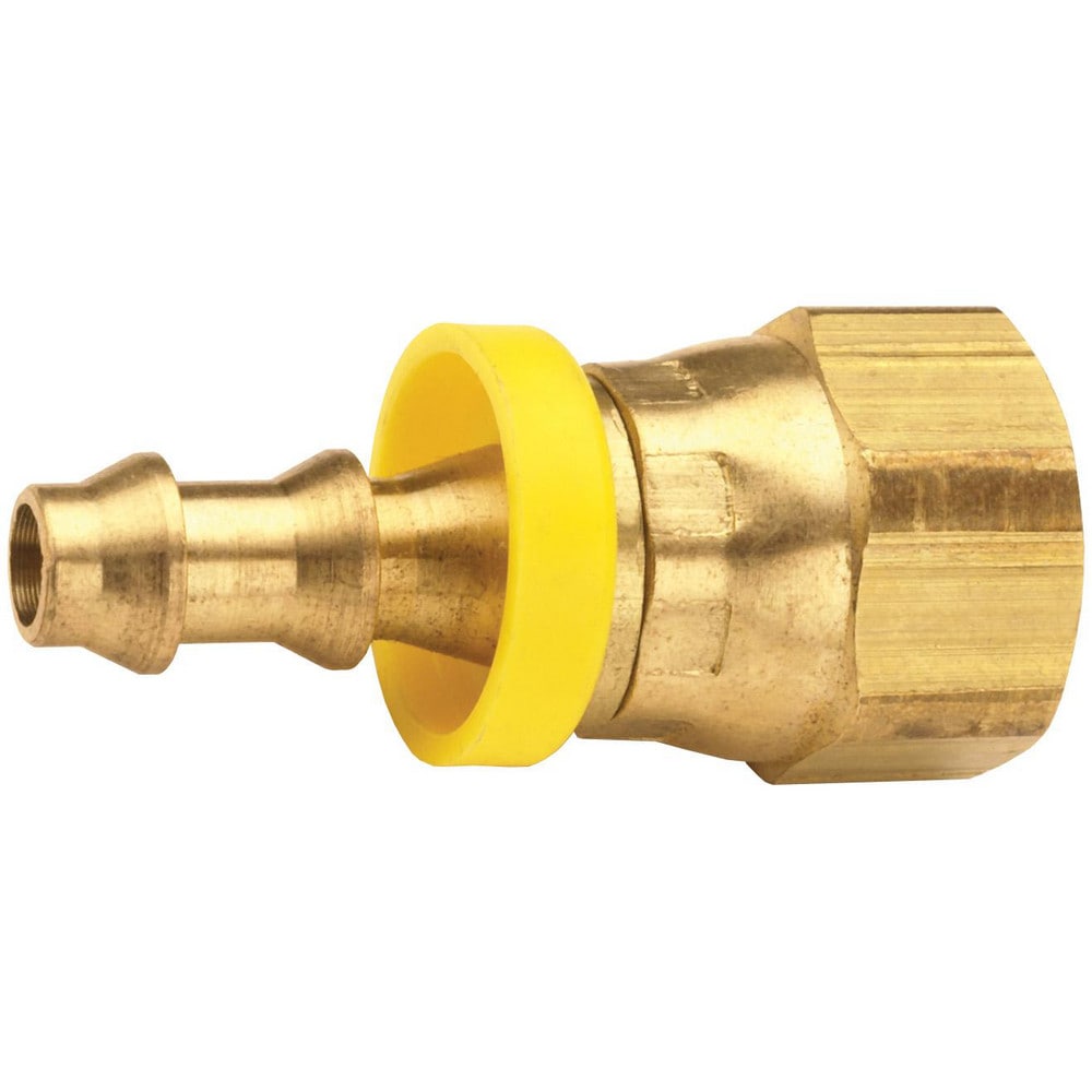 Barbed Push-On Hose Fittings, Fitting Type: Female Swivel , Inside Diameter (Inch): 3/4 , Material: Brass , Thread Standard: UNF , Thread Size: 1-1/16-12  MPN:2881217C