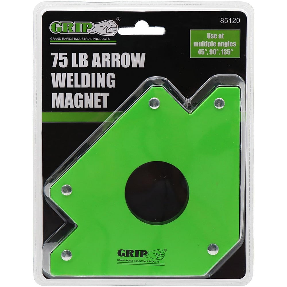 Welding Magnet: 75 lb Capacity, Arrow, 45, 90 & 135 deg Holding Angle MPN:85120