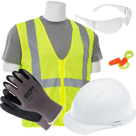 ERB® L4 New Hire Kit with Liberty® Cap & S363 Safety Vest 2XL White/Clear/Hi-Viz Lime - Pkg Qty 6 WEL18451WHCL2X