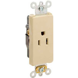 Leviton 16251-I 15A 125V NEMA 5-15R Decora Plus Single Receptacle Self-Grounding Ivory - Pkg Qty 10 16251-I