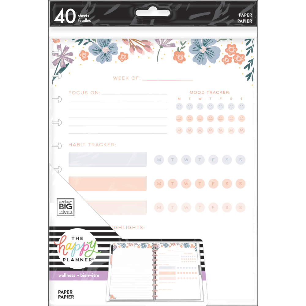 Happy Planner Big Filler Paper, 8-1/2in x 11in, 40 Sheets, Florals (Min Order Qty 8) MPN:AFBFP40-017