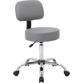 Boss Gray Caressoft Vinyl Medical Stool with Back Cushion - Gray B245-GY