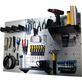 Wall Control Pegboard Standard Tool Storage Kit Galvanized Black 48