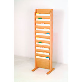 Free Standing 10 Pocket Chart Holder - Light Oak CH10-FSLO