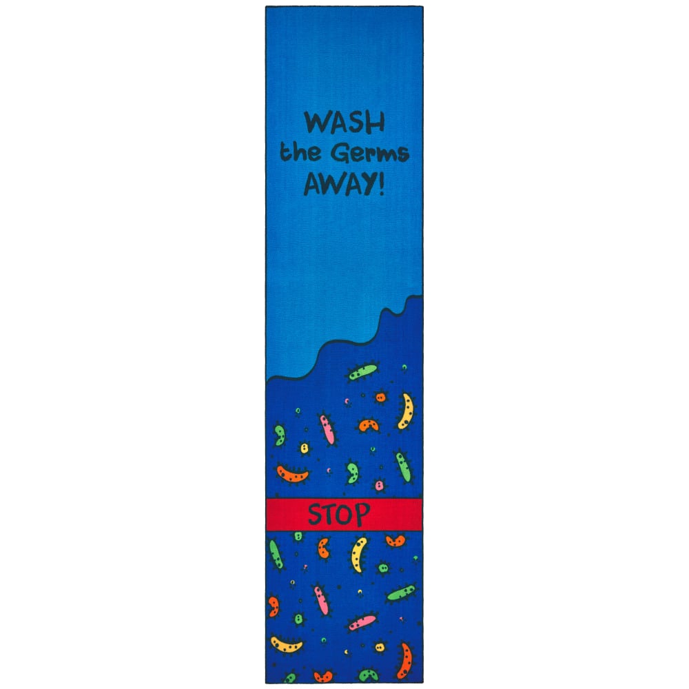 Carpets for Kids KID$Value Rugs Wash Away The Germs Sanitize Activity Runner Rug, 3ft x 12ft , Blue MPN:38.93