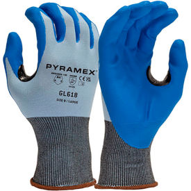 Pyramex® Cut Resistant Gloves Micro Foam Nitrile Coated ANSI A1 S Blue GL618S
