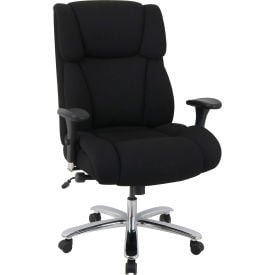 Interion® 24 Hour Big & Tall Chair With High Back & Adjustable Arms Fabric Black 620695