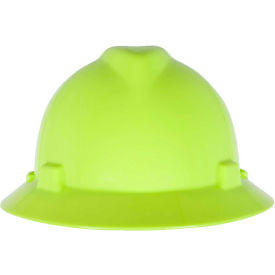 MSA V-Gard® Slotted Full-Brim Hat With 1-Touch Suspension Hi-Viz Yellow-Green - Pkg Qty 20 10061516