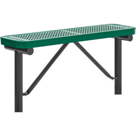 GoVets™ 4' Outdoor Steel Flat Bench Perforated Metal In Ground Mount Green 742IGN695