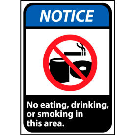 Notice Sign 10x7 Vinyl - No Eating Drinking or Smoking NGA5P