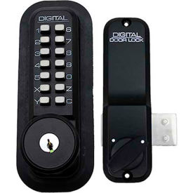 Lockey Digital Door Lock 2200 Surface/Rim Mount with Key Override Jet Black 2200JBKO