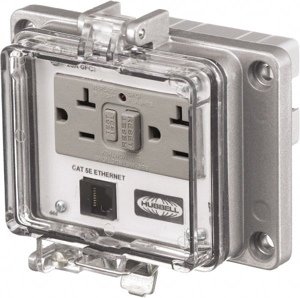 1 Port, 3 Power Receptacle, Ethernet, Clear Data Port Receptacle MPN:PR205E