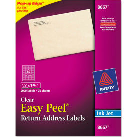 Avery® Easy Peel Inkjet Mailing Labels 1/2 x 1-3/4 Clear 2000/Pack 8667